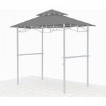 Grasekamp Ersatzdach für BBQ Grill Pavillon 1,5x2,4m Grau Unterstand Doppeldach Gazebo