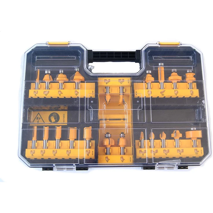 DeWalt Hartmetall Fräser Set (22-tlg., mit Anti Kickback Design, Premium Stahlkörper, HM Schneidplatten und austauschbarem Kugellager, inkl. Box) DT90017 - Preisvergleich – Bild 1
