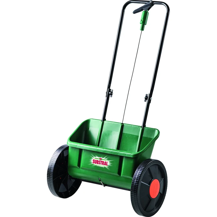 Substral EvenGreen Kastenstreuwagen, Hochwertiger Streuwagen mit leichtgängigen, großen Rädern zum ausbringen von Dünger, Samen und Kalk – Bild 1