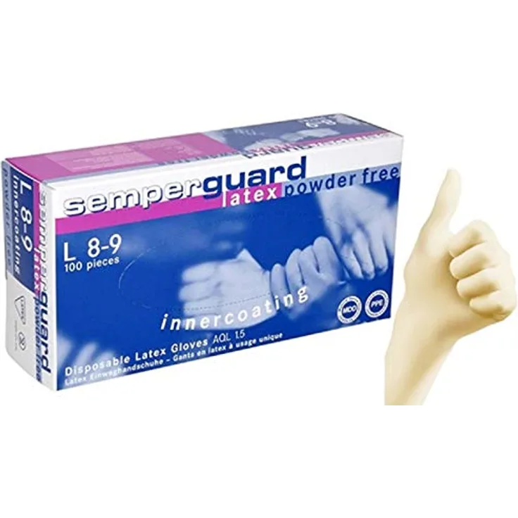 Semperguard Latex-Einmalhandschuhe, ungepuderte Ausführung, Größe S, 100 Stück