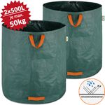 Gardebruk Gartenabfallsack 2 x 500L = 1000L | Gartensack mit Stabilisierungsring | Laubsack wasserabweisend | Gartensäcke faltbar