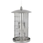 Dehner Natura Wildvogel-Futterspender Triple, Ø 22 cm, Höhe 36.5 cm, Metall, silber