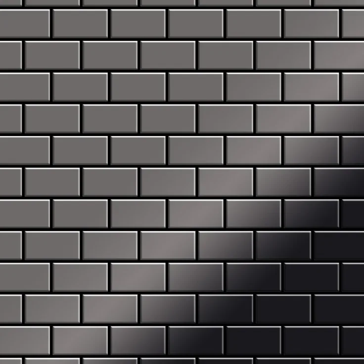 Mosaik Fliese massiv Metall Titan hochglänzend in dunkelgrau 1,6mm stark ALLOY House-Ti-SM 0,98 m2