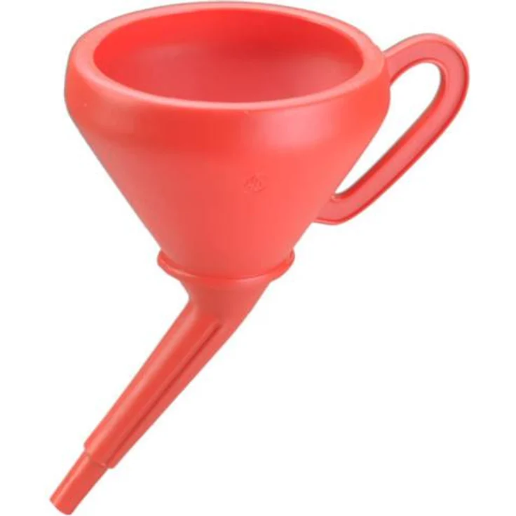 hünersdorff Universaltrichter 205mm mit Griff, Spritzschutz & Sieb, rot, HD-PE, made in Germany