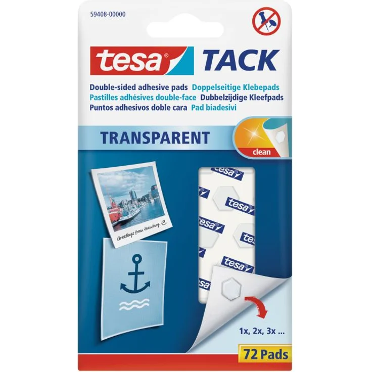 tesa Tack doppelseitige Klebepads, transparent, 72 Pads - Preisvergleich – Bild 1