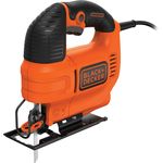 Black & Decker Stichsäge, Pendelhubsäge ( 520W, max. 70 mm Schnitttiefe, mit Softgriff, Sight-Line-Kanal, Schutzbügel, integrierte Sägeblasfunktion, ergonomische Griffe, inklusive Holzsägeblatt) KS701E