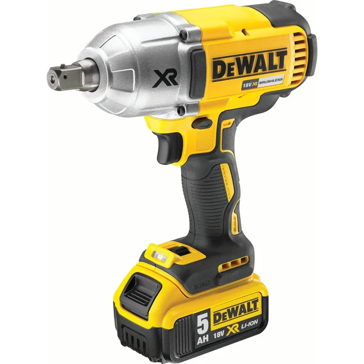 DeWalt 18 V, 5,0 Ah Akku-Schlagschrauber (Drehmoment max. 950 Nm, 1-2 Zoll Außenvierkant-Aufnahem, integrierte LED-Leuchte, inkl. 2x Akkus, System-Schnellladegerät und TSTAK Box-II) DCF899P2