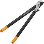 Fiskars PowerGear Astschere, Amboss-Getriebeastschere, 70 cm lang, aus Stahl und Fiberglas, hakenförmige Klinge