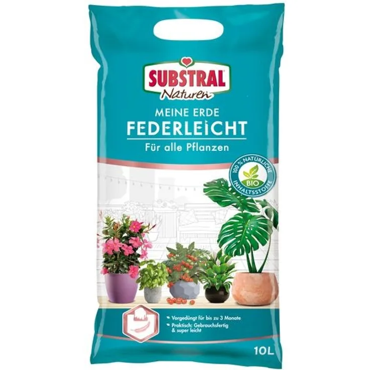 Substral Naturen Meine Erde Federleicht, Bio, 10 Liter Inhalt vorgedüngt für 3 Monate