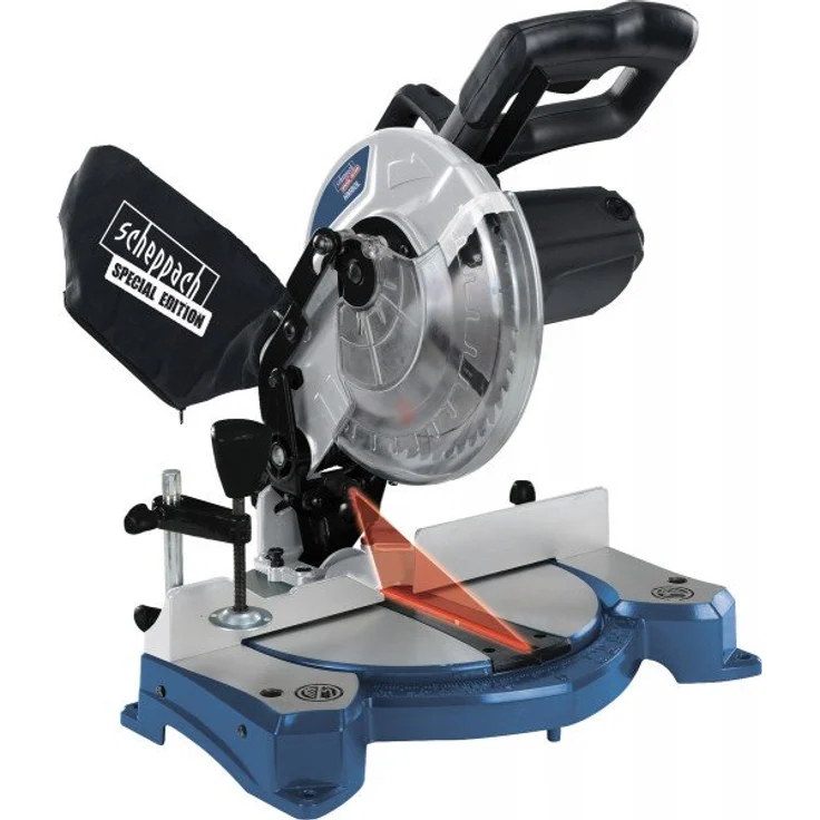 Scheppach Kappsäge HM80L (Gehrungssäge mit 1500 Watt, Sägeblatt-Ø 210mm, 24 Zähne, Schnittbreite 120mm, Schnitthöhe 60mm, beidseitig schwenkbar und neigbarer Sägekopf, Laser) – Bild 1