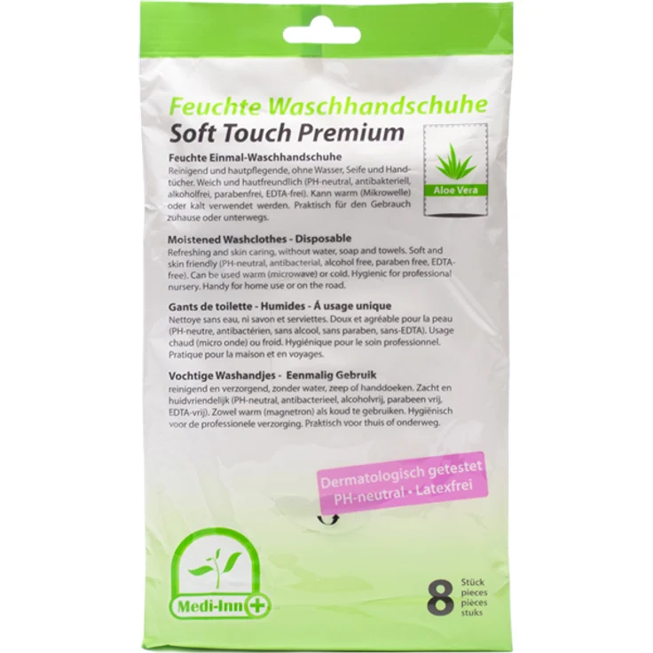 Feuchte Waschhandschuhe Premium 8 Stück für die Pflege - Preisvergleich – Bild 1