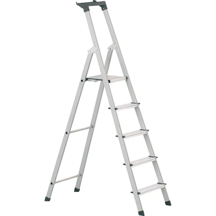 Zarges Stufenstehleiter Aluminium 3Stufen 1 seitig Plattform-H.590mm 2,8kg eloxiert Holme - 44153