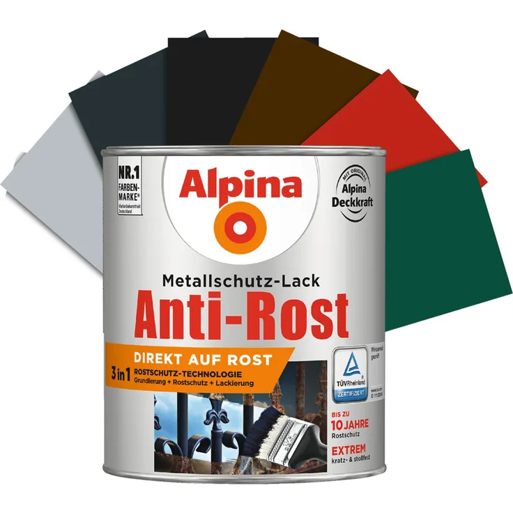 Alpina Metallschutz-Lack Anti-Rost 2,5 l, hellgrau, matt
