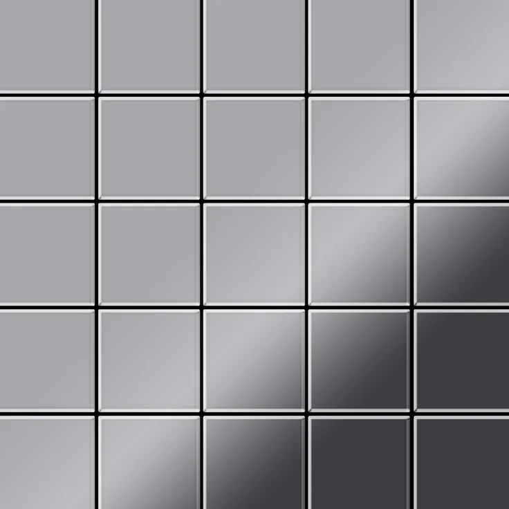 Mosaik Fliese massiv Metall Edelstahl hochglänzend in grau 1,6mm stark ALLOY Century-S-S-M 0,5 m2