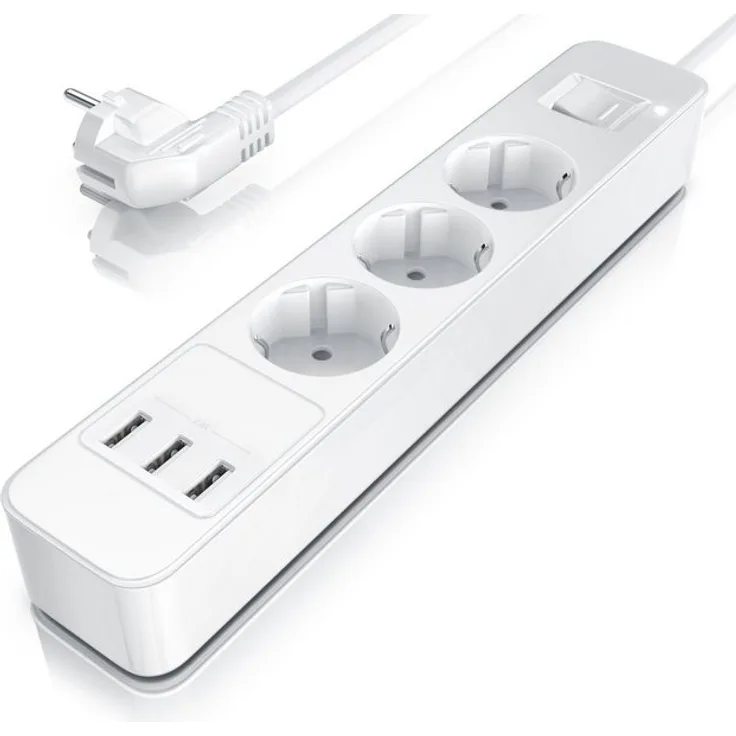 BEARWARE 3-fach Steckdosenleiste mit USB-Ladevorrichtung »3x USB-Ports - integr. Kinderschutz«