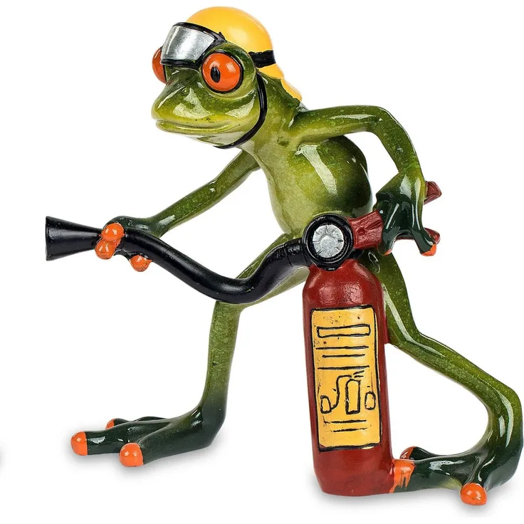 Formano 2er Set lustige Frösche Figur Frosch Feuerwehr Poly 15 cm