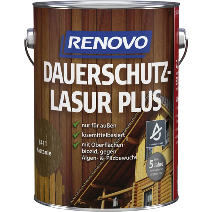 Renovo - Dauerschutzlasur für außen, 2,5 l, braun, seidenglänzend - braun 4006559090703