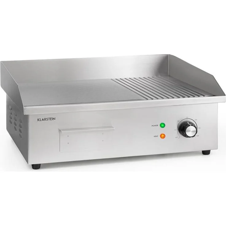 Klarstein Grillmeile 3000R Elektrogrill 3000W Platte 54,5x35cm geriffelt Glatte und geriffelte Grillfläche