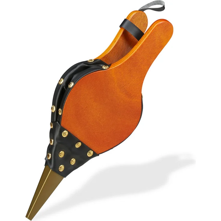 Blasebalg Grill & Kamin, rustikaler Handblasebalg, goldene Ziernägel, Luftbläser, 39 cm lang, braun-schwarz – Bild 1