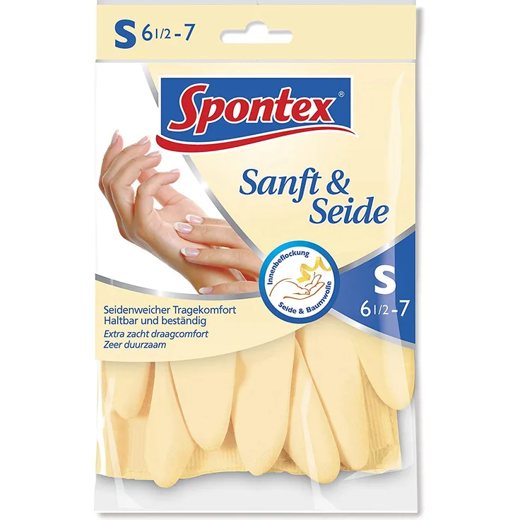 MAPA Spontex Handschuh Sanft und Seide Größe S aus Naturkautschuklatex