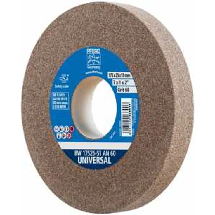PFERD Schleifbockscheibe, 175x25x51mm, Ausführung UNIVERSAL, Korngröße 60, Normalkorund, 39009718 – Universelle Schleifscheibe mit integrierter Reduzierhülse (32mm) – Bild 1