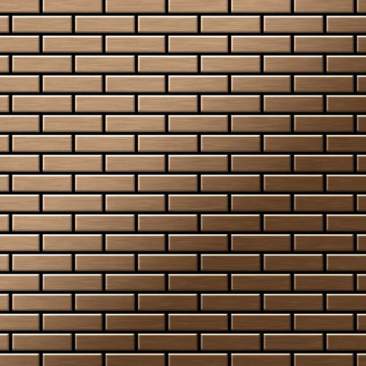 Mosaik Fliese massiv Metall Titan gebürstet in kupfer 1,6mm stark ALLOY PK-Ti-AB 0,88 m2