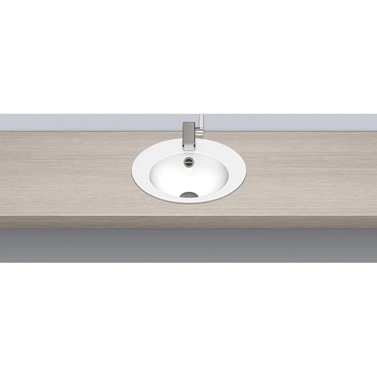 Alape EB.K400H Einbaubecken, kreisförmig, Ø 400 mm, innen und außen glasiert, Weiß, mit Hahnloch und Überlauf / Waschtisch / Waschbecken