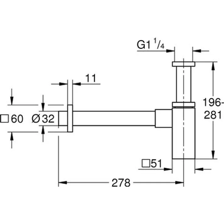 Geruchsverschluss eckig 40564 f - Grohe