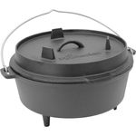 FireRocket Dutch Oven 6qt 5,5L mit Füßen Premium Gusseisen Schmortopf Gusstopf Feuertopf Bräter eingebrannt niederländischer Kochtopf