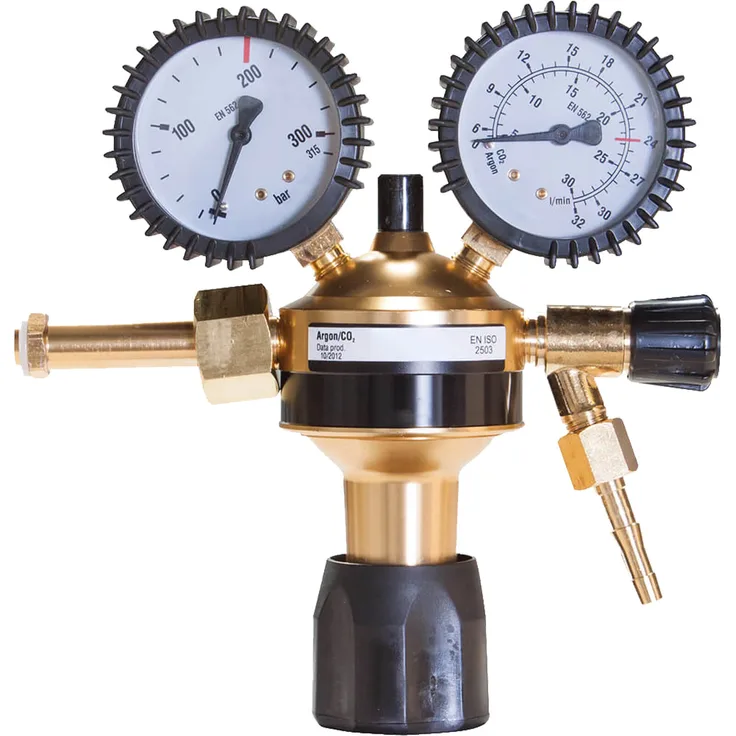 Druckminderer Argon/CO2 mit 200 bar Eingangsdruck und 0-32 L/min Durchflussmenge, Gas Druckregler einstufig für MIG MAG WIG Schutzgas