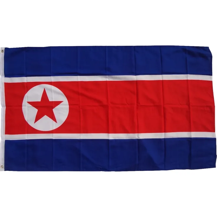 Flagge Nordkorea 90 x 150 cm Fahne mit 2 Ösen 100g/m² Stoffgewicht Hissflagge zum Hissen