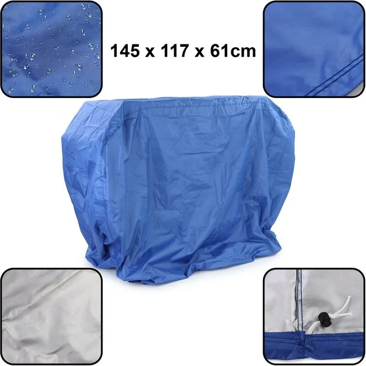 Ramroxx Premium Grillabdeckung Schutzhülle Cover BBQ Grill Schutz Blau M 145x117x61cm