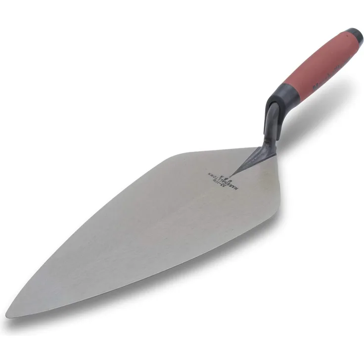 Marshalltown Maurerkelle, Putzkelle London Style mit ergonomischem Durasoft Griff, aus Carbonstahl, mit breiter Spitze und geradem Hals, Maße der Kelle: 305x130 mm