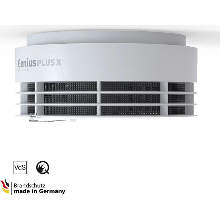 Hekatron Rauchmelder Genius PLUS X Optional funk-vernetzbarer Brandmelder - Rauchwarnmelder mit integrierter Batterie, LED mehrfarbig & App-Unterstützt - Weiß, 1 Stück – Bild 2