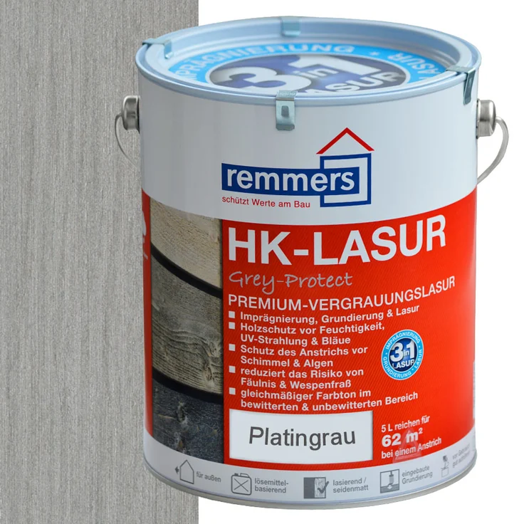 Remmers - Remmers HK-Lasur 5 L Eimer Platingrau - grau – Bild 1