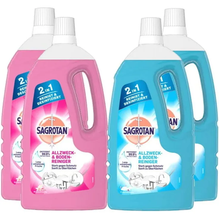Sagrotan Allzweck-Reiniger Oberfächenreinigung Frischetraum Blütenfrische 4x1,5l