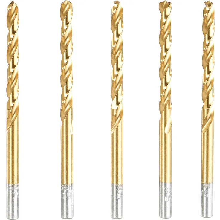 AGT Vollhartmetallbohrer: HSS-Bohrer-Set für Metall, Titan-beschichtet, 6 mm, 5 Stück (Metallbohrer)