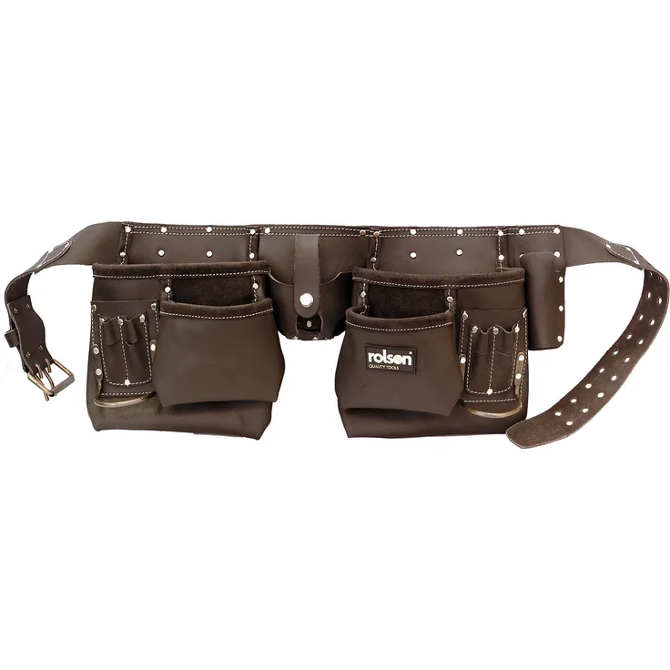 Rolson 68885 Werkzeuggürtel, mehrere große und kleine Taschen, Dunkelbraun