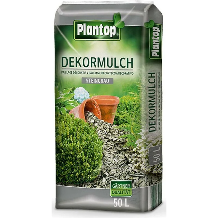 Plantop Farbiger Dekormulch steingrau 50 Liter – Bild 1