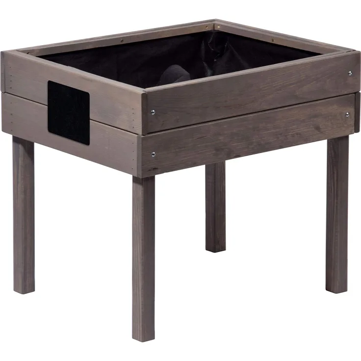 Kinder-Hochbeet mit Kreidetafel, kleines Kräuterbeet für die Terrasse und den Balkon, 50 x 40 x 45 cm, Kiefer, grau