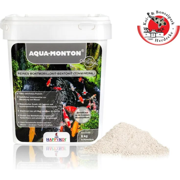 HAPPYKOI AQUA-MONTON reines Montmorillonit-Bentonit Tonmineral 6 Kg