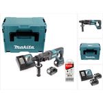 Makita DHR241RMJ Akku Bohrhammer 18 V Li-Ion mit SDS-Plus Aufnahme im Makpac + 2x BL 1840 4,0 Ah Akku + DC 18 RC Schnellladegerät + 5 tlg. Hartmetall Bohrer Set für Mauerwerk und Beton