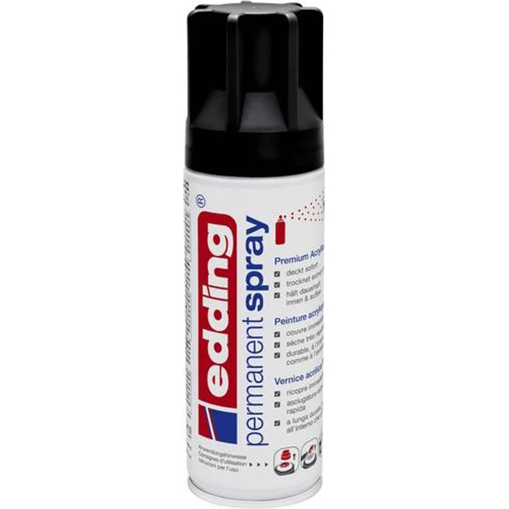 Edding 4-5200901 Spray 5200 Farbe: tiefschwarz seidenmatt RAL 9005 200ml – Bild 1