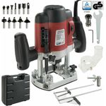 AREBOS Oberfräse 1200 Watt und 12 Fräser im Koffer - Holz Fräse Fräsmaschine Hand Kanten Fräser - rot