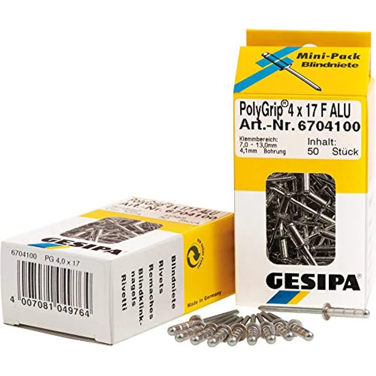 Gesipa 1433852 PolyGrip Niete, Grau