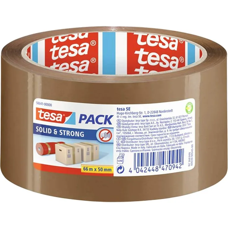 Tesa Klebeband tesapack Solid und Strong braun 50mm x 66mm 12er Pack
