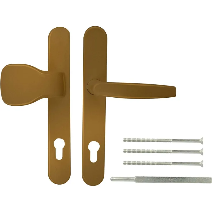 kj-vertrieb Türgriff / Türdrücker / Türklinke / Drückergarnitur DHS 92mm - Oval - Knaufgriff Gold F4, 36mm