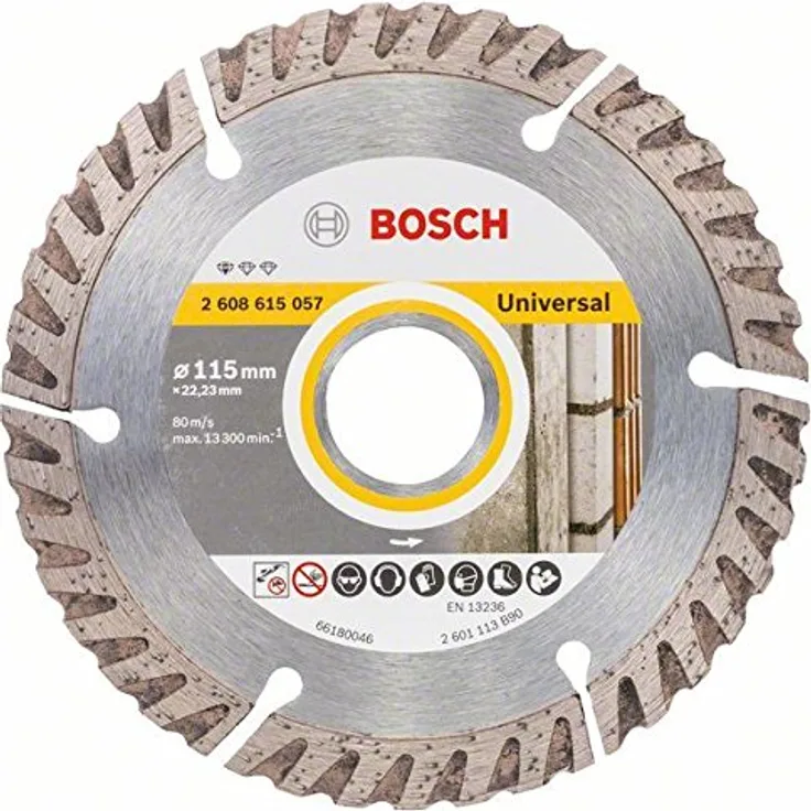Bosch Professional Diamanttrennscheibe Standard für Universal (Beton und Mauerwerk, 115 x 22,23 mm, Zubehör Winkelschleifer)