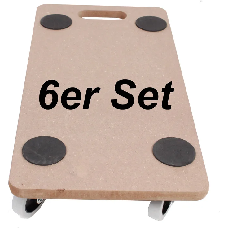 6er Set Transportroller SOFT WHEEL indoor MDF 200 kg Möbelroller Rollbrett Hund Möbelhund Möbel Roller