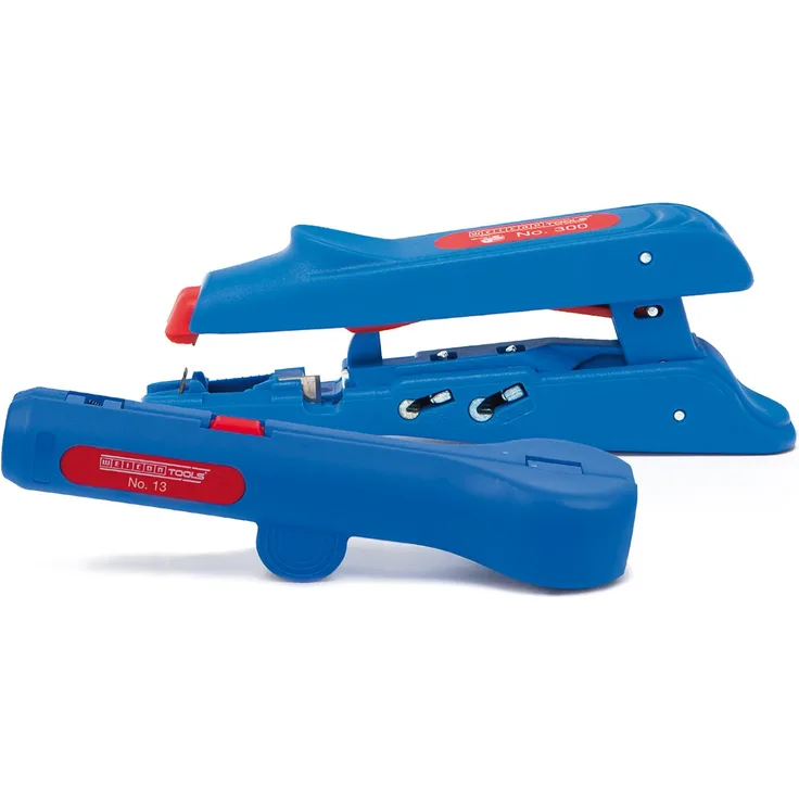 WEICON 52881001 Elektro-Installationsset No.1 mit Crimpzange und Rundkabel-Stripper, Blau-rot